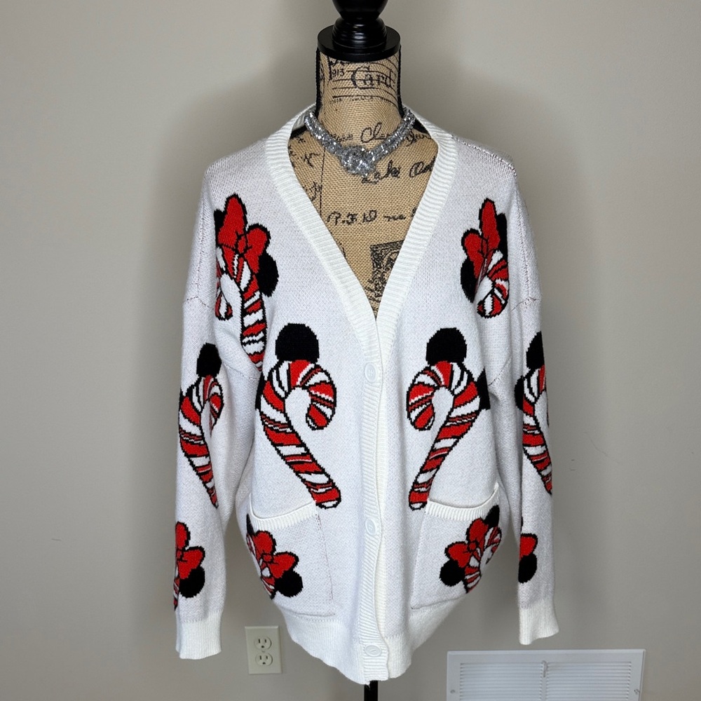 Mickey and Minnie Mouse candy cane cardigan